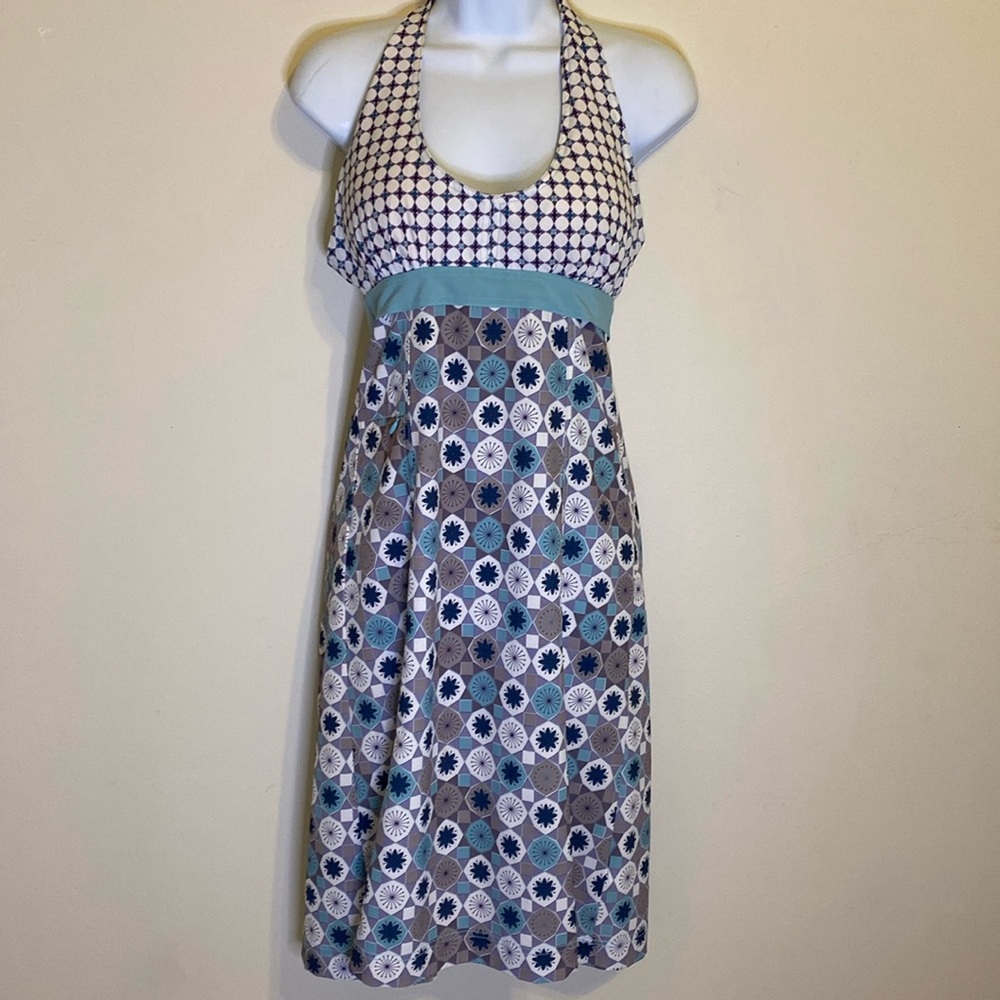 Ascend Rip Tide Halter Dress Geo Floral Print multi colored size xs